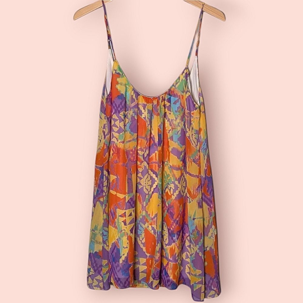 Show Me Your Mumu Spaghetti Strap Low Back Floral Tunic Mini Dress Size M